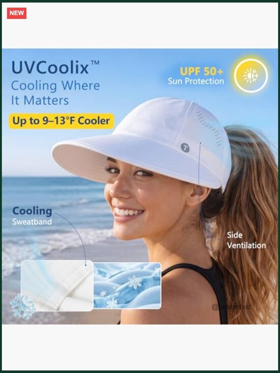 Cooling Wide Brim Sun Hat for Women with Ponytail Hole UPF 50+ Packable Golf main image 7
